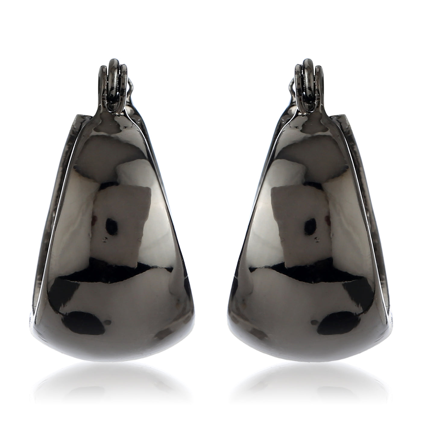 Black Enamel Silver Plated Stud Earrings For Womens