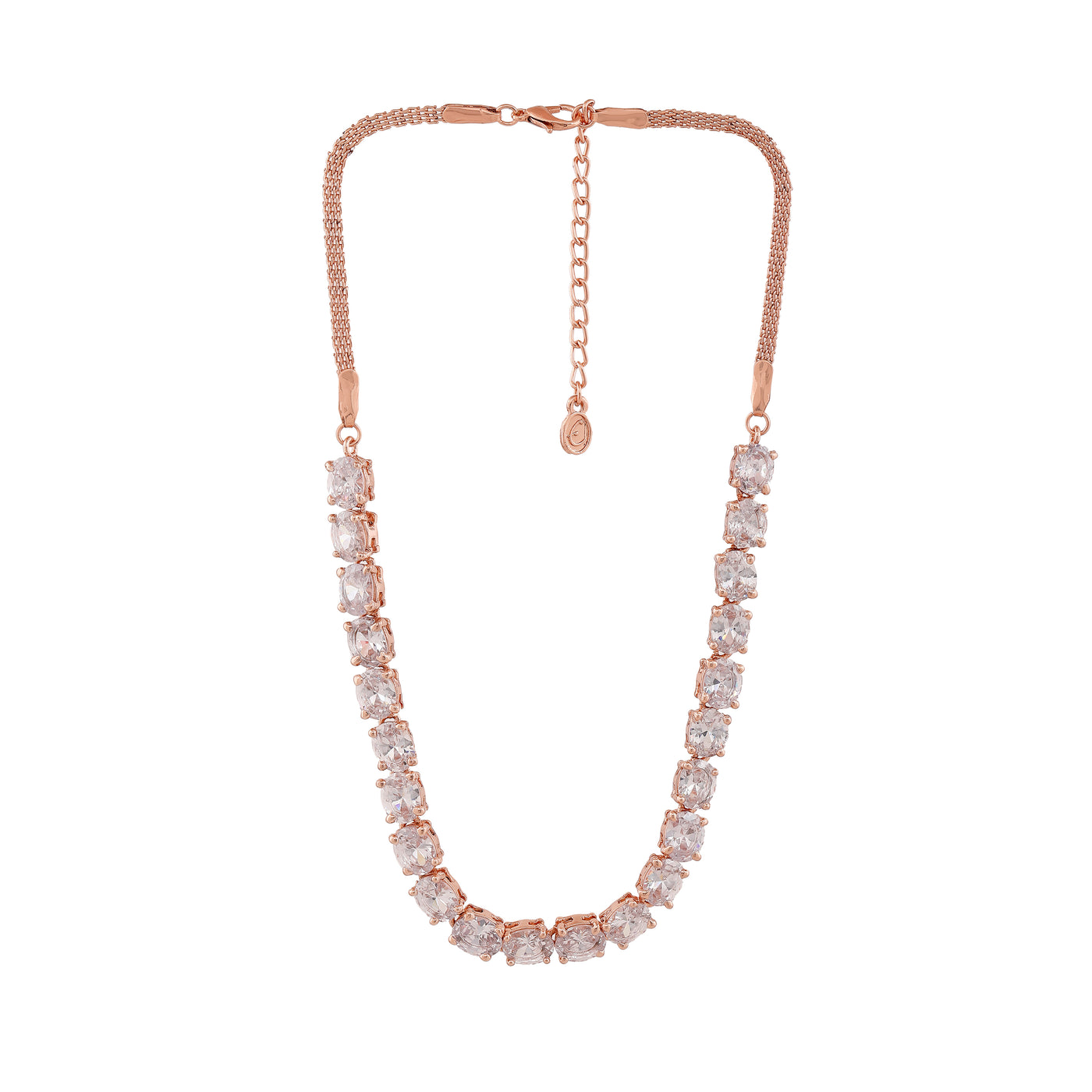 Estele Rose Gold Plated CZ Scintillating Necklace Set for Women