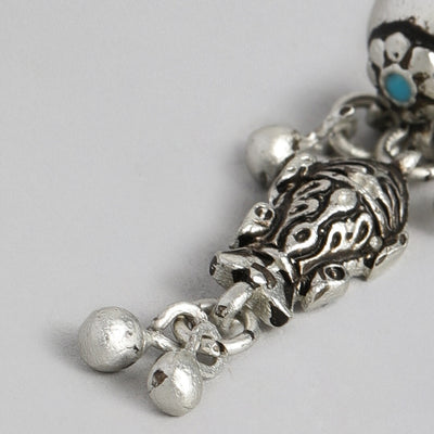 Estele Oxidized Silver Plated Antique Matsya Dangle Earrings   for women