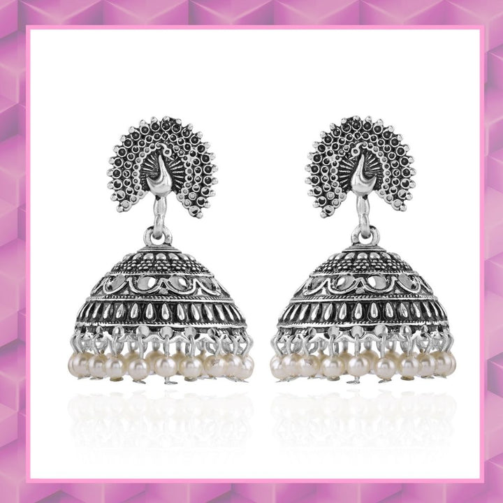 Oxidised Peacock Earrings