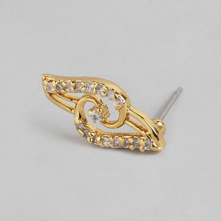 Stylish Matt Gold plated American Diamond CZ Banded Tulip Necklace