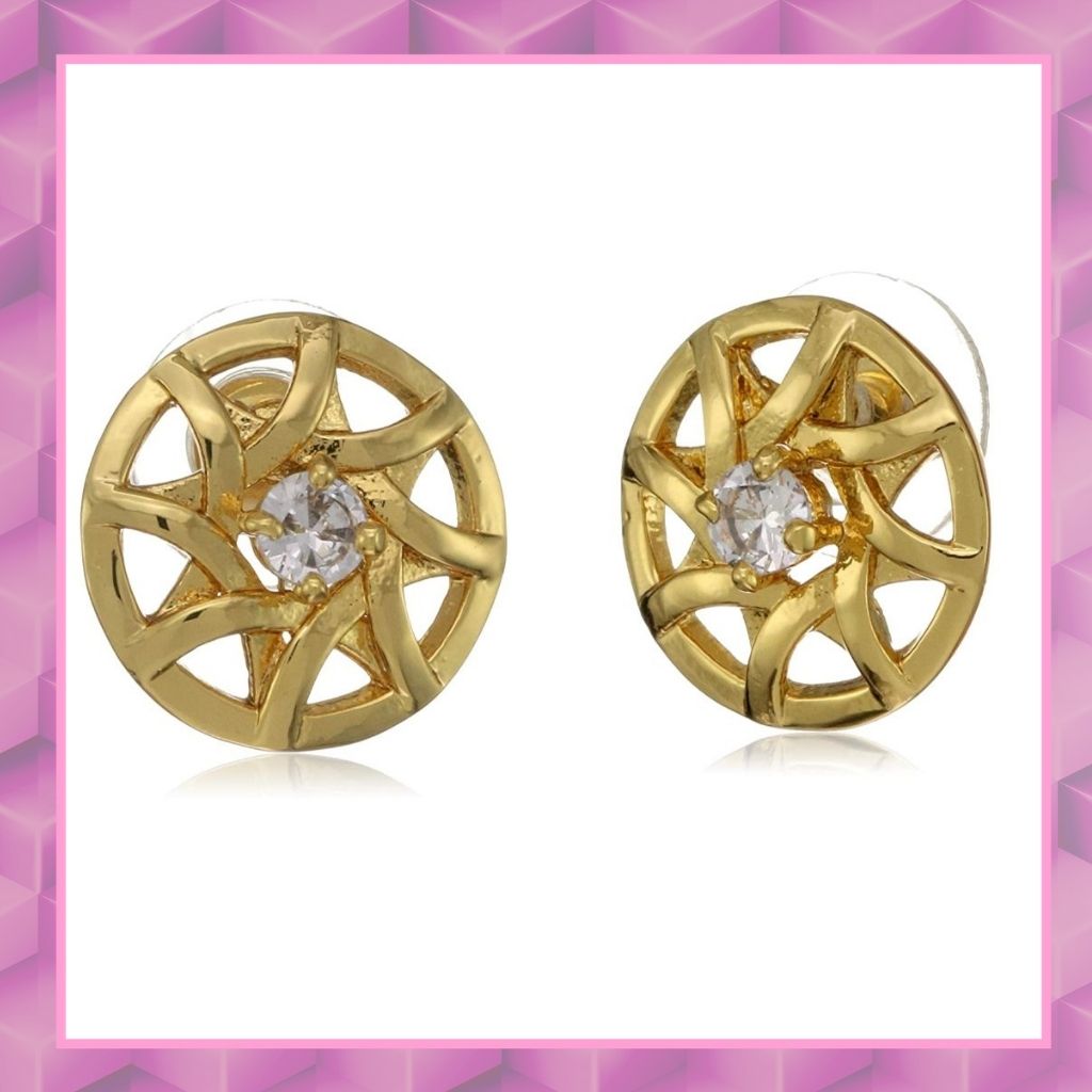 Estele  Gold Tone Plated Round Stud Earrings for women