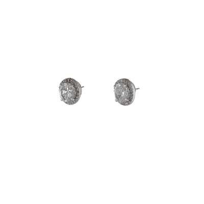 Estele Rhodium Plated CZ Gorgeous Stud Earrings for Women