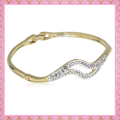 Estele  gold platedDiamond Fashionable Curved Bracelet for Women
