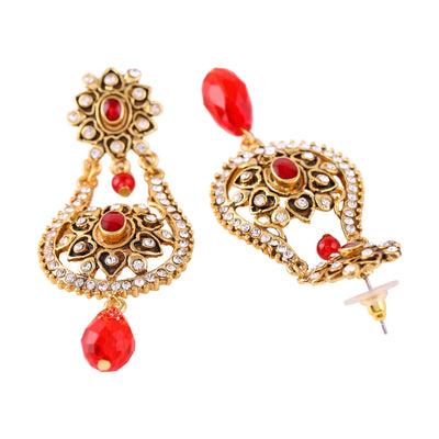 Traditional Gold Plated Pearl Dangle Drop Earrings for Women