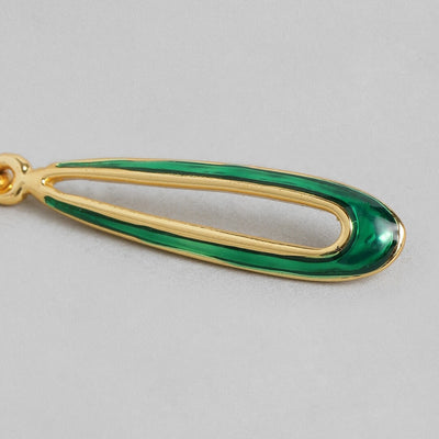 Estele gold plated, green drop trendy partywear hanging earrings for women