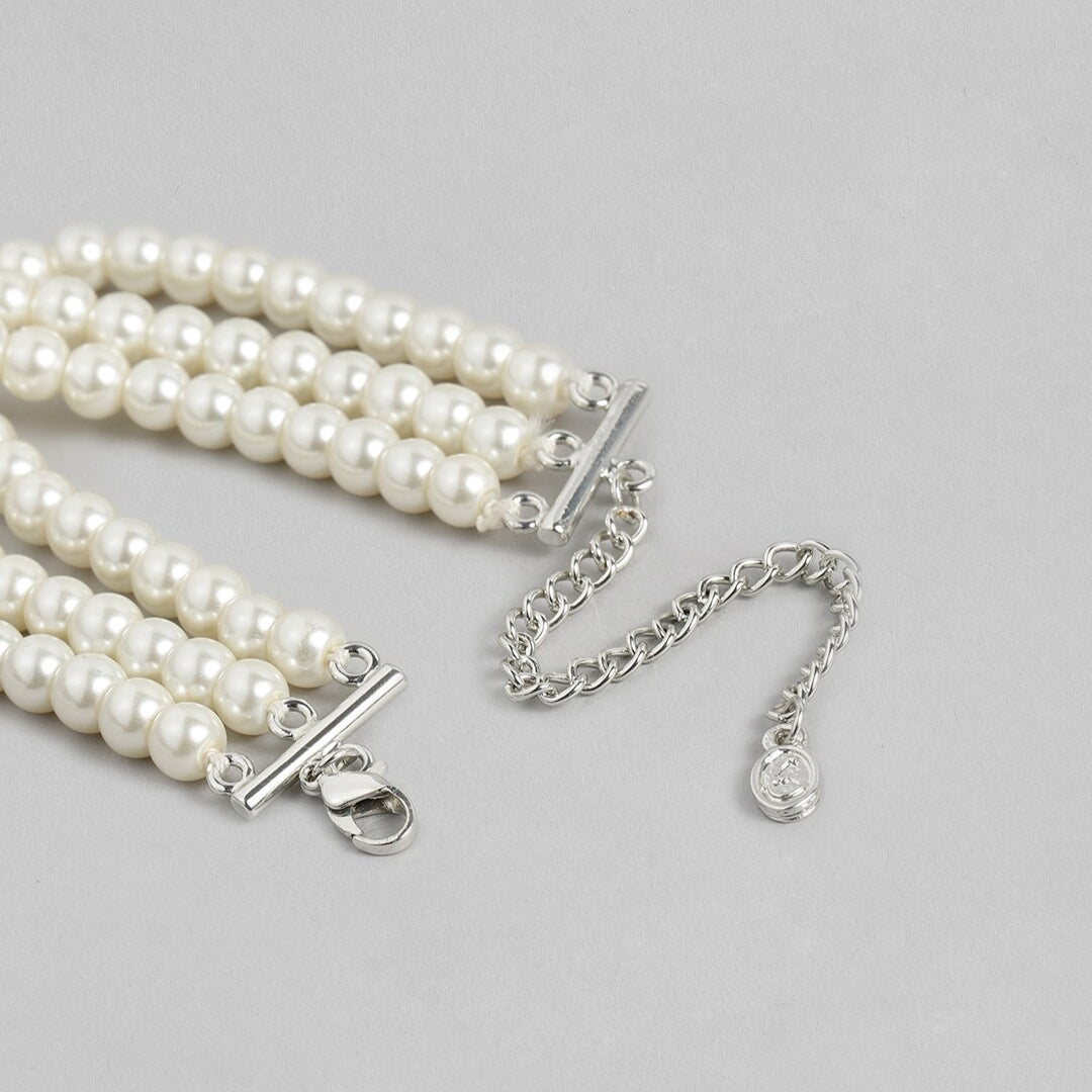 Estele - White Pearl Three Line Bracelet