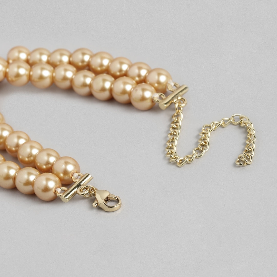 Estele - Gold Pearl Double Line Bracelet