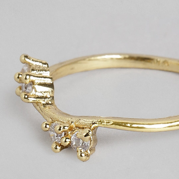 Estele gold plated studded with american diamonds ring for fashionable women(nonadjustable)