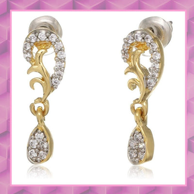 Estele Gold And Silver Tone Plated Floral Motif Drop Earrings for women