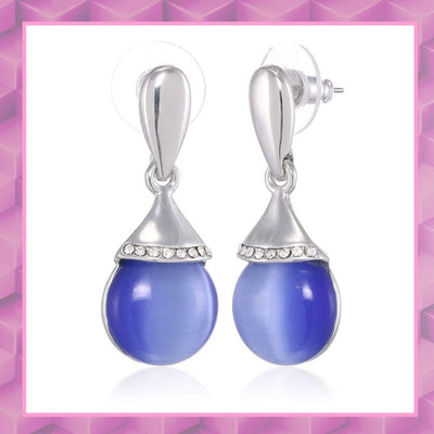 Estele blue colour drop hanging latest earrings for women