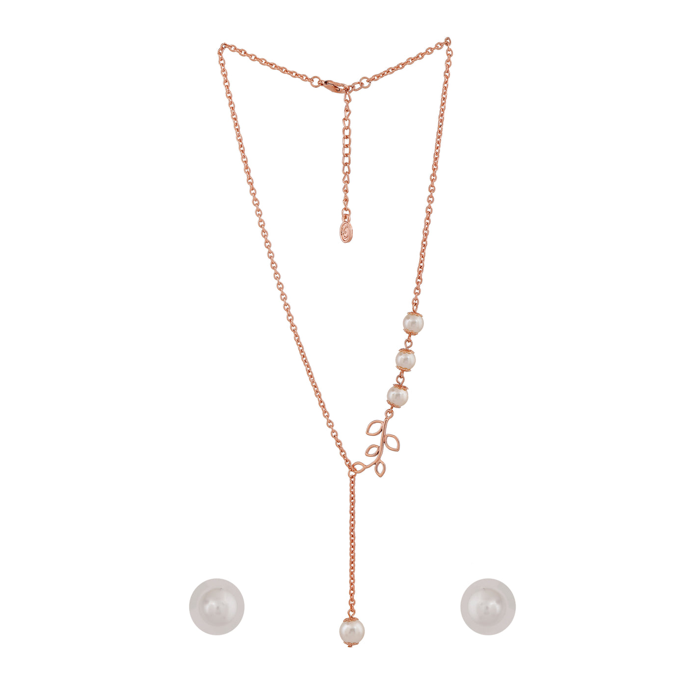 Estele Rose Gold Plated Beautiful Necklace Set with Pearls for Women