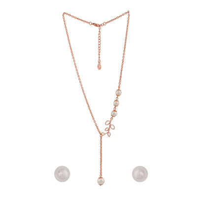 Estele Rose Gold Plated Beautiful Necklace Set with Pearls for Women