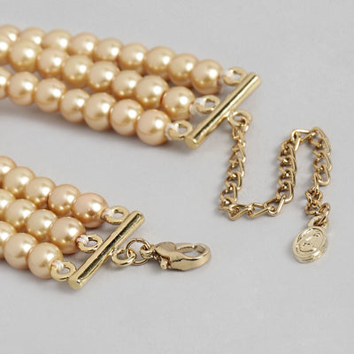 Estele - Gold Pearl Three Line Bracelet