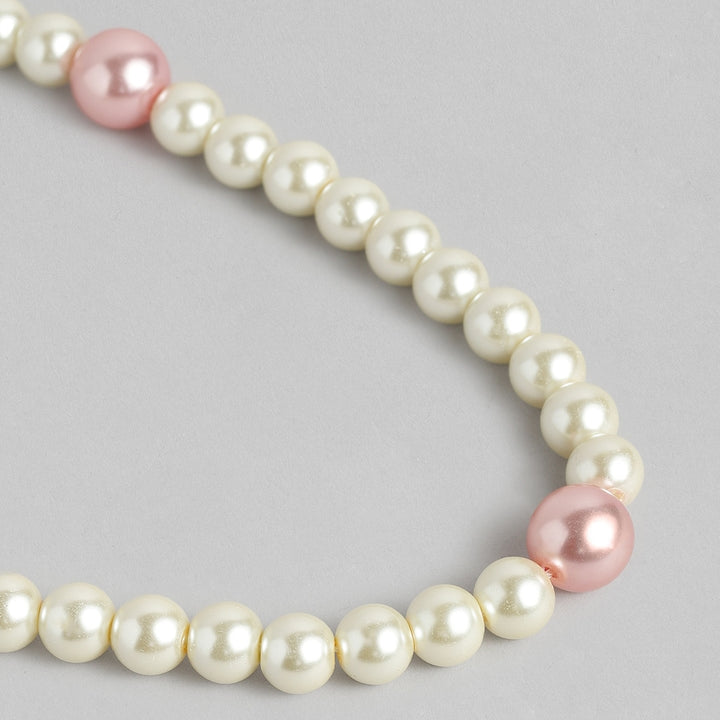 Handcrafted One Line White and Pink Flux Pearl Necklace