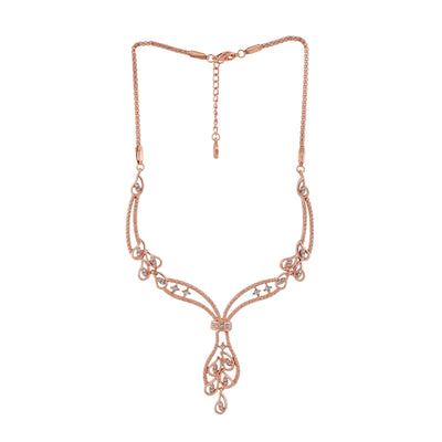 Estele Rose Gold Plated Beautiful Designer Necklace Set with Crystals for Women