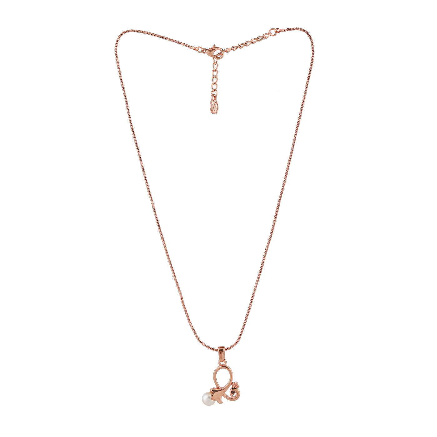 Estele Rose Gold Plated Beautiful Peacock Designer Pendant with Pearl for Women