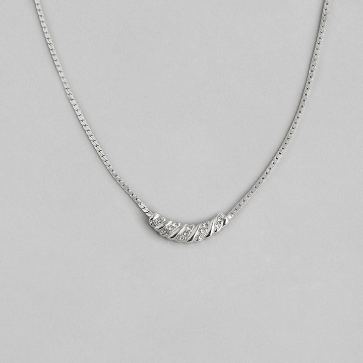 Estele Rhodium Plated chain with attached gold designer pendant for women