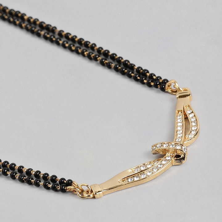 Estele Gold Plated Fascinating Mangalsutra Necklace Set with Austrian Crystals for Women