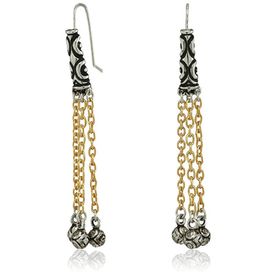Estele - Gold And Silver Plated White Austrian crystal chandelier Dangle & Drop Earrings