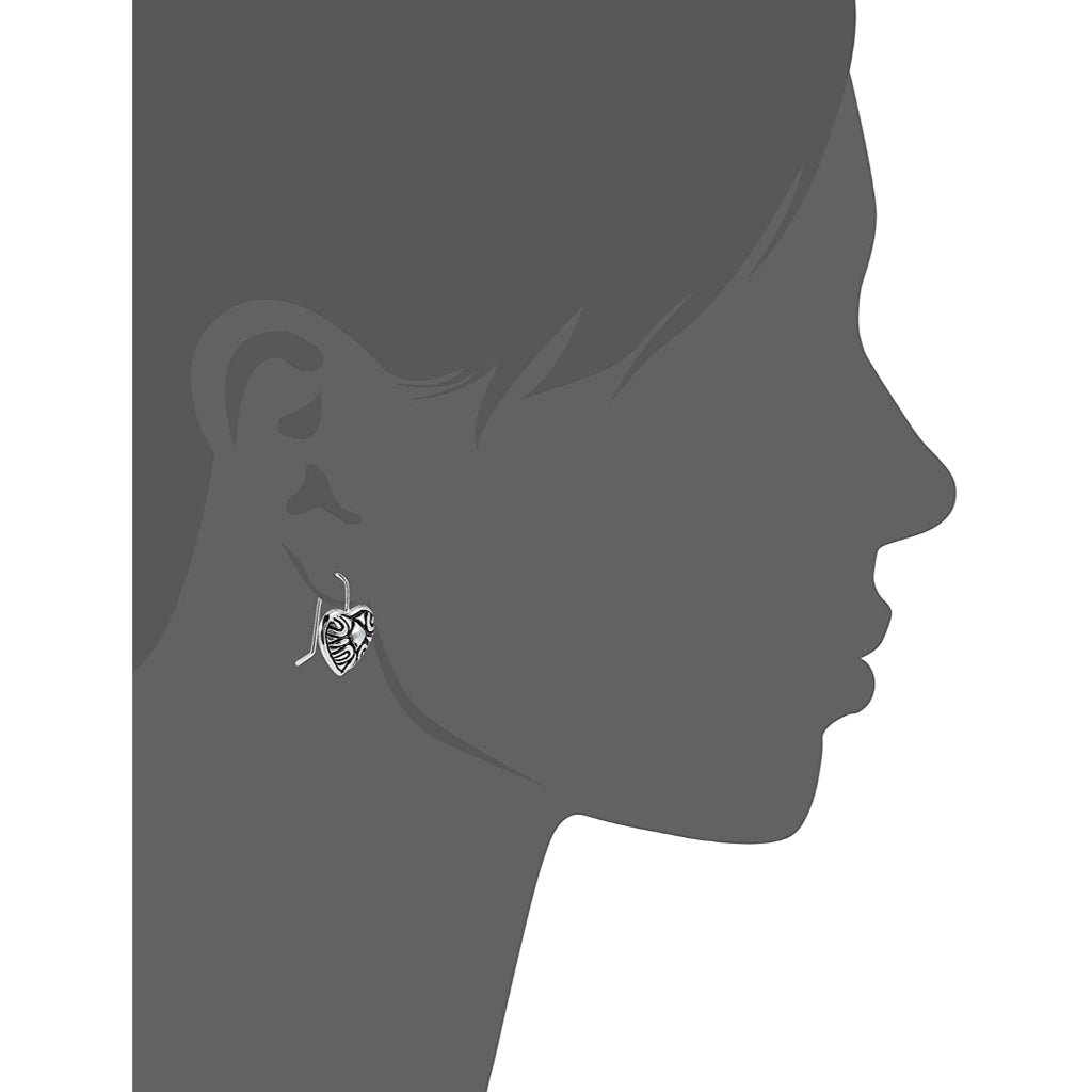 Estele Silver Tone Patterned heart Drop Earrings for women