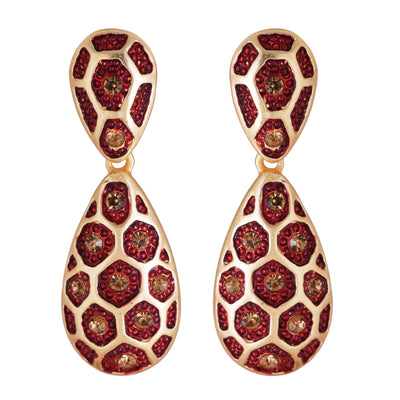 Estele Gold Plated Chocolate Honey comb Dangle Earrings for women