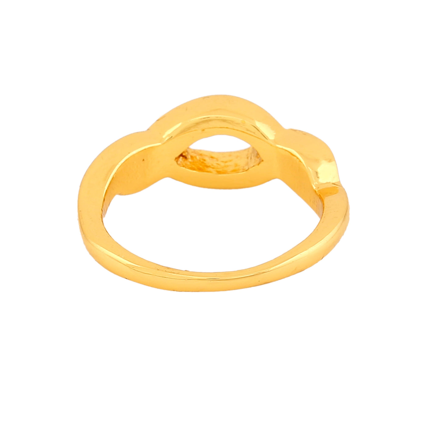 Estele Gold Plated Intertwined Glim Finger Ring with Crystals for Women