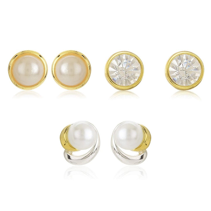 Estele Valentines Day Gift For Wife Stud Pearl Combo Earrings For Girls & Women