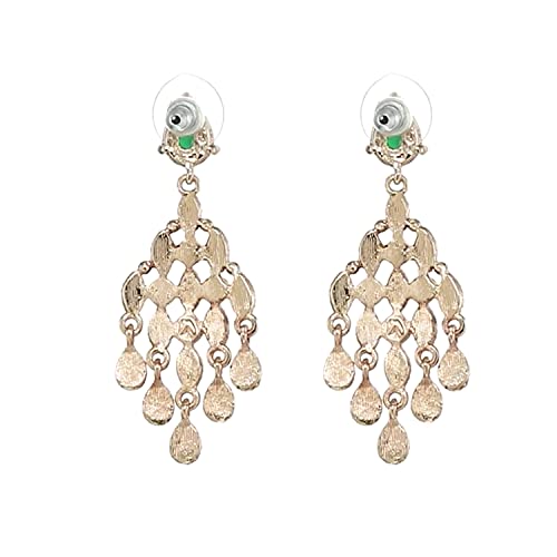 Estele Black and Green trendy Chandelier Earrings for women