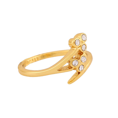 Estele Gold Plated Twin Flower Designer Finger Ring with Crystals for Women