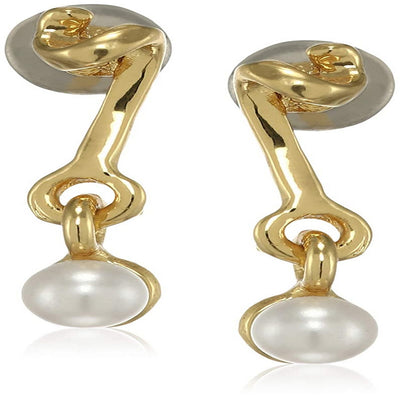 Estele Gold Plated Pearl end Drop Earrings