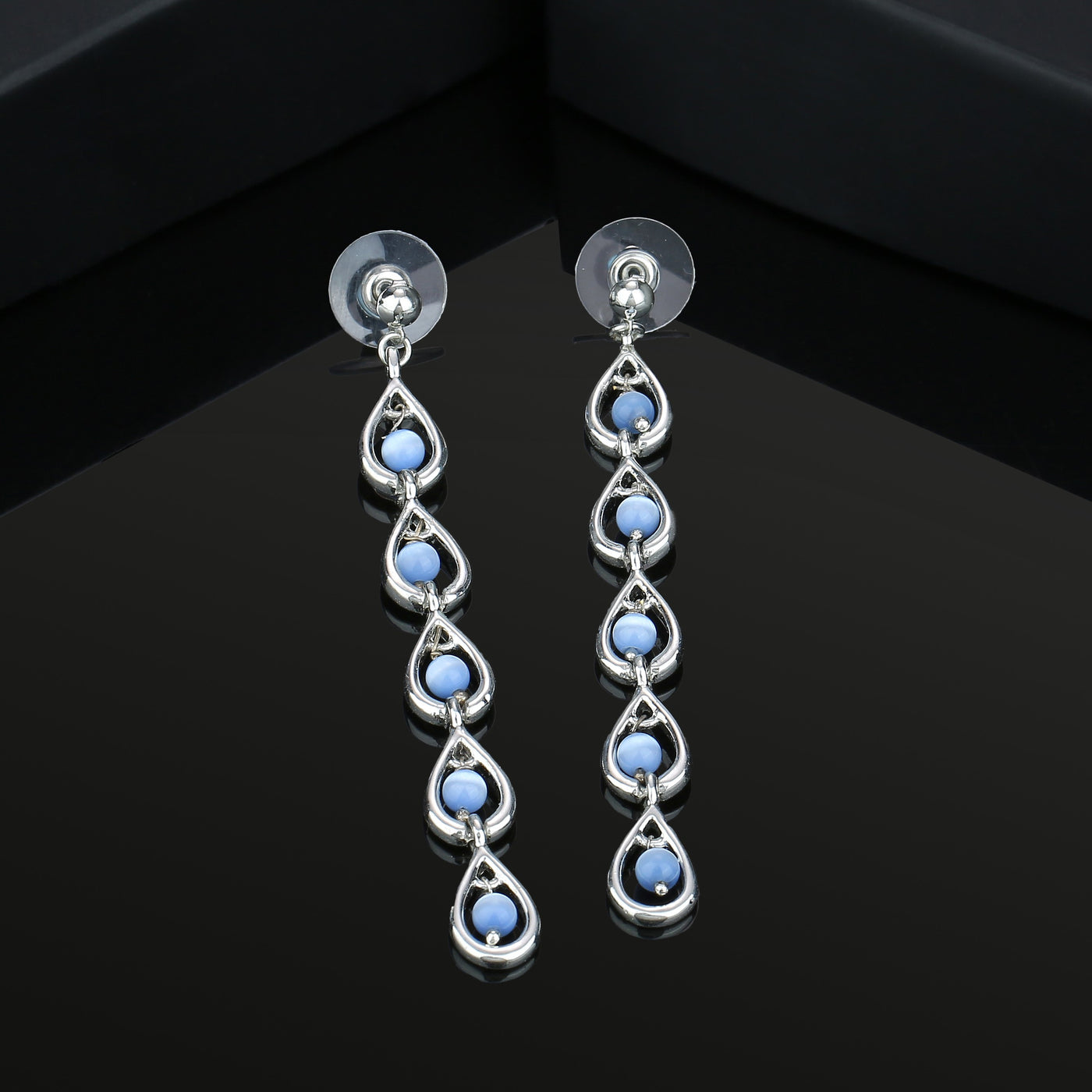 Estele Silver Rhodium Plated American Diamond Ear cuffs Earrings for Girls and Women