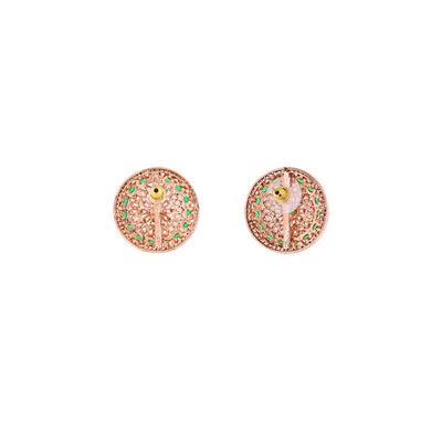 Estele Rose Gold Plated CZ Flower Designer Stud Earrings for Women