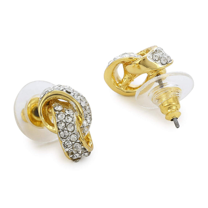 Estele Gold Tone Plated Round Stud Earrings for women