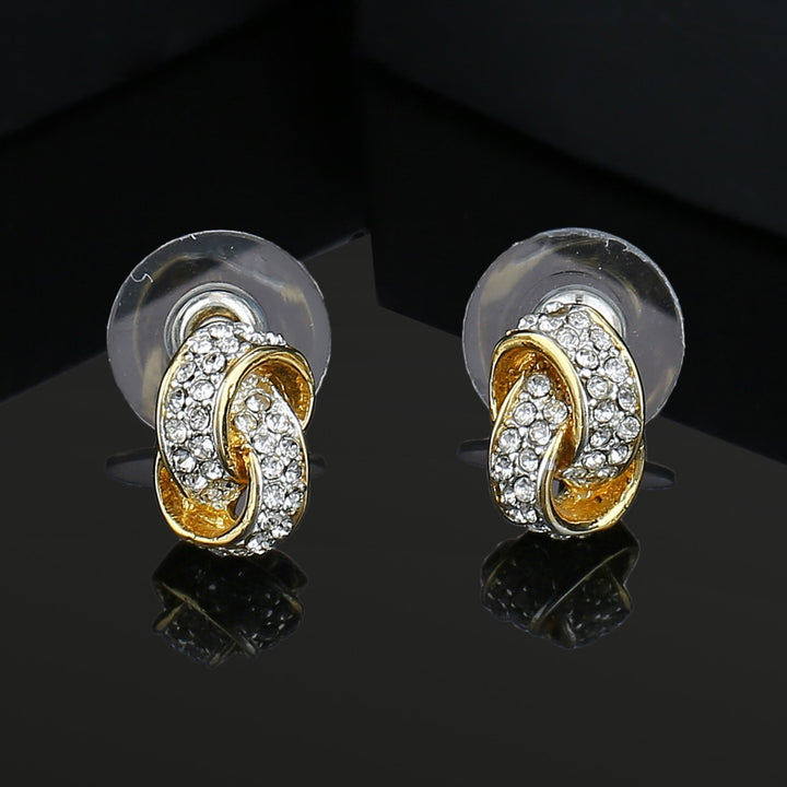 Estele Gold Tone Plated Round Stud Earrings for women