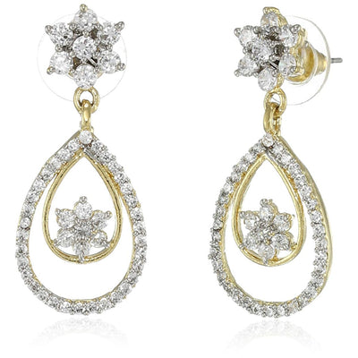 Estele Gold Plated Dazzling diamond nakshatra Dangle Earrings for women