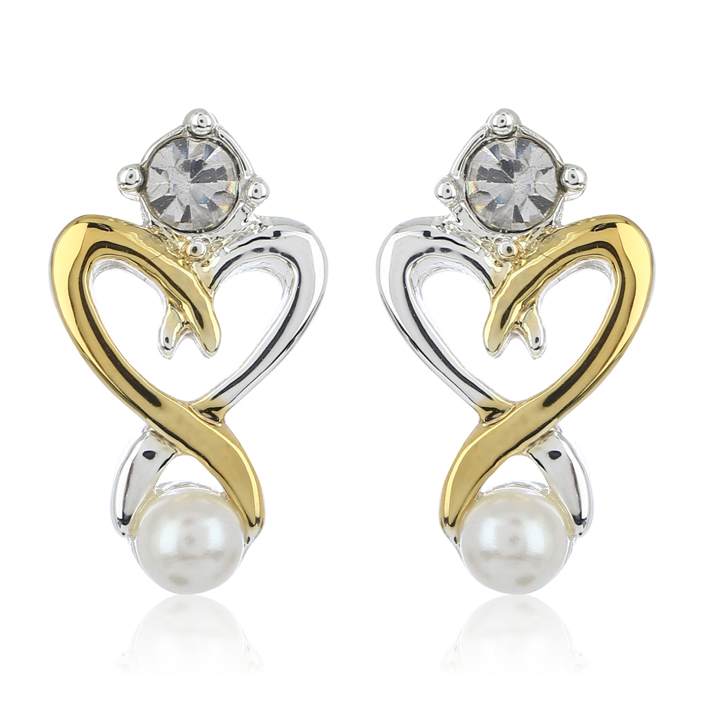 Estele - Two Plated Heart Shaped Stud Earrings