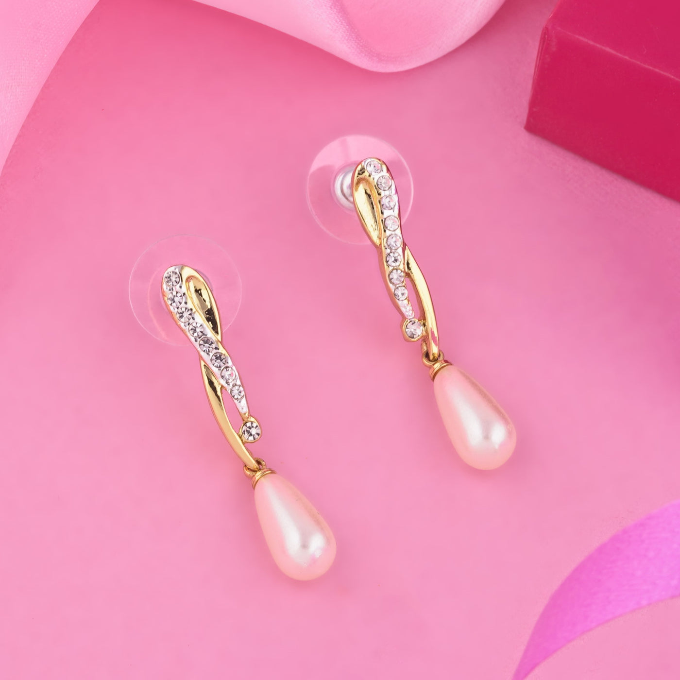 White Pearl Drop Earrings