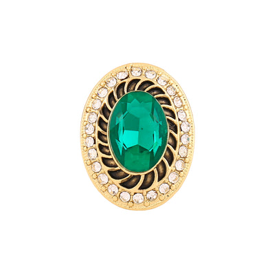Estele Gold Plated Marvelous Finger Ring with Emerald Crystals for Women(Adjustable)