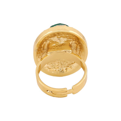Estele Gold Plated Marvelous Finger Ring with Emerald Crystals for Women(Adjustable)