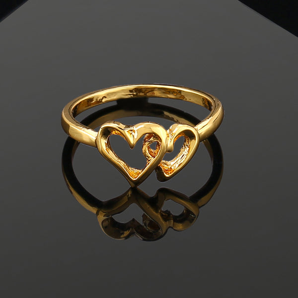Estele Gold Plated InterLinked Heart Shaped Finger Ring for Women