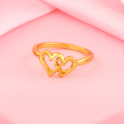 Estele Gold Plated InterLinked Heart Shaped Finger Ring for Women
