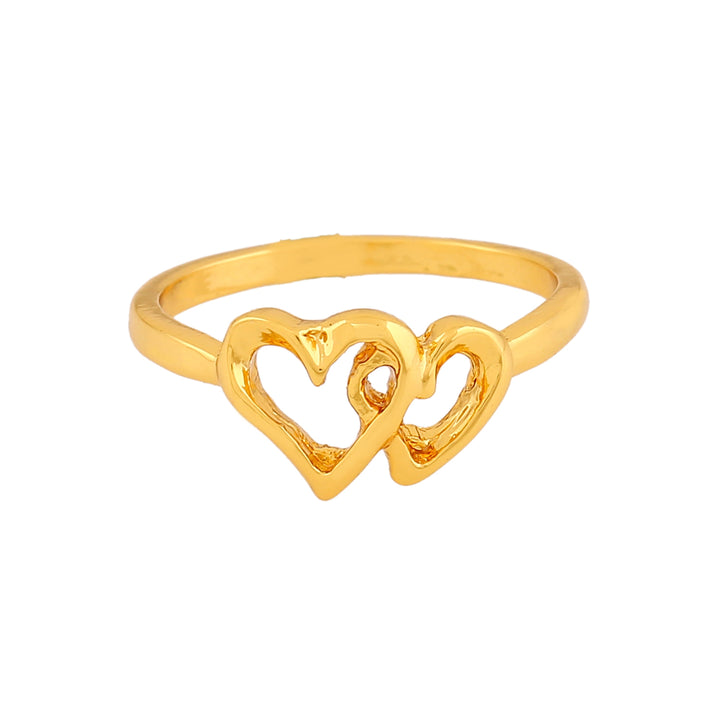 Estele Gold Plated InterLinked Heart Shaped Finger Ring for Women