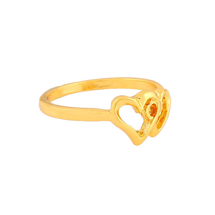 Estele Gold Plated InterLinked Heart Shaped Finger Ring for Women