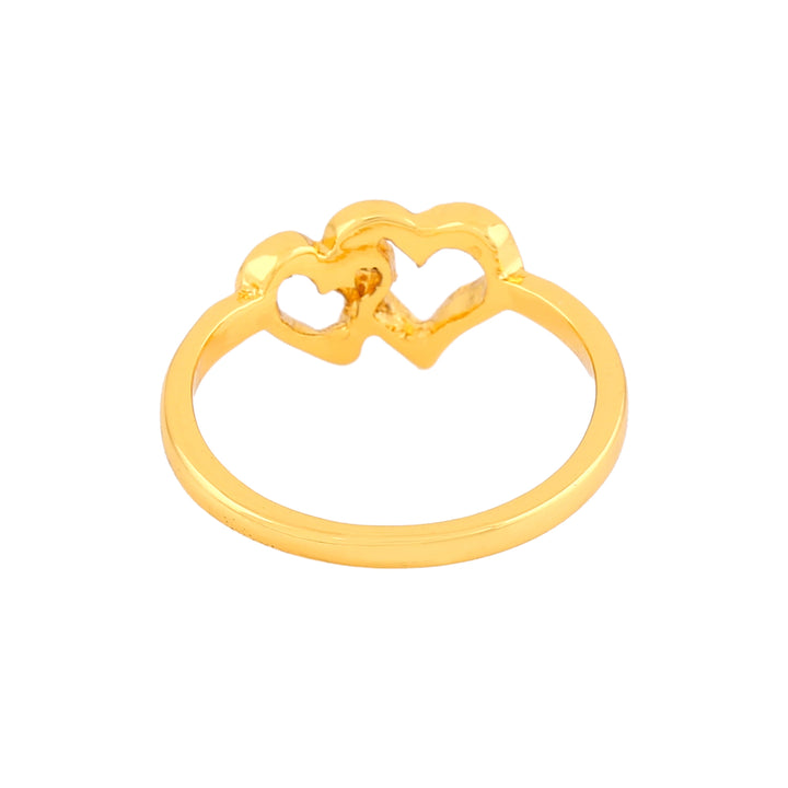 Estele Gold Plated InterLinked Heart Shaped Finger Ring for Women