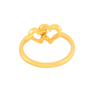 Estele Gold Plated InterLinked Heart Shaped Finger Ring for Women