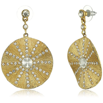Estele Gold Plated Beaming sun Dangle Earrings for women