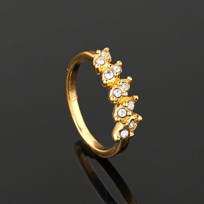 Estele Gold Plated Classic Leaves Designer Finger Ring with Crystals for Women