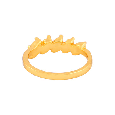 Estele Gold Plated Classic Leaves Designer Finger Ring with Crystals for Women