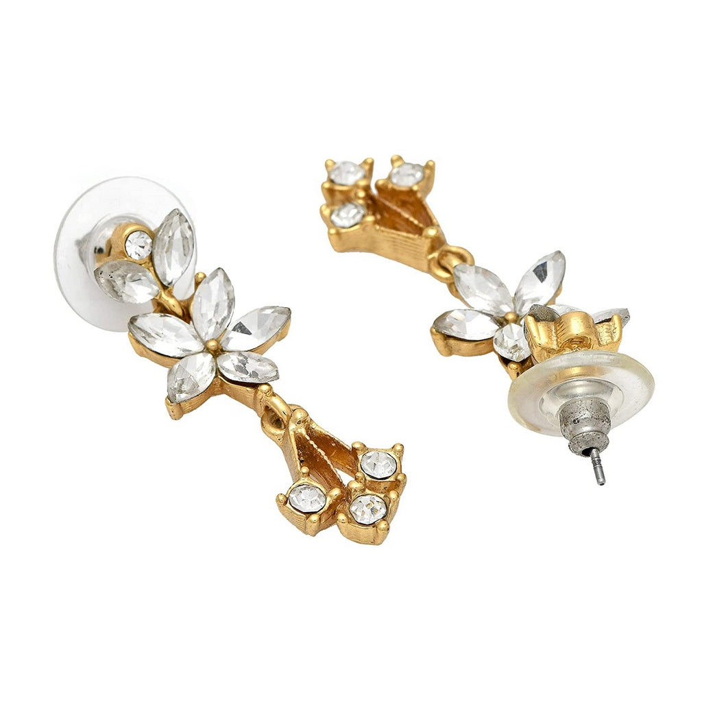Estele  Gold Plated Bud Flower Dangle Earrings for women
